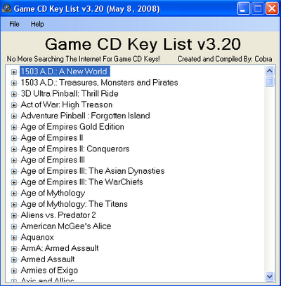 pc games serial key list